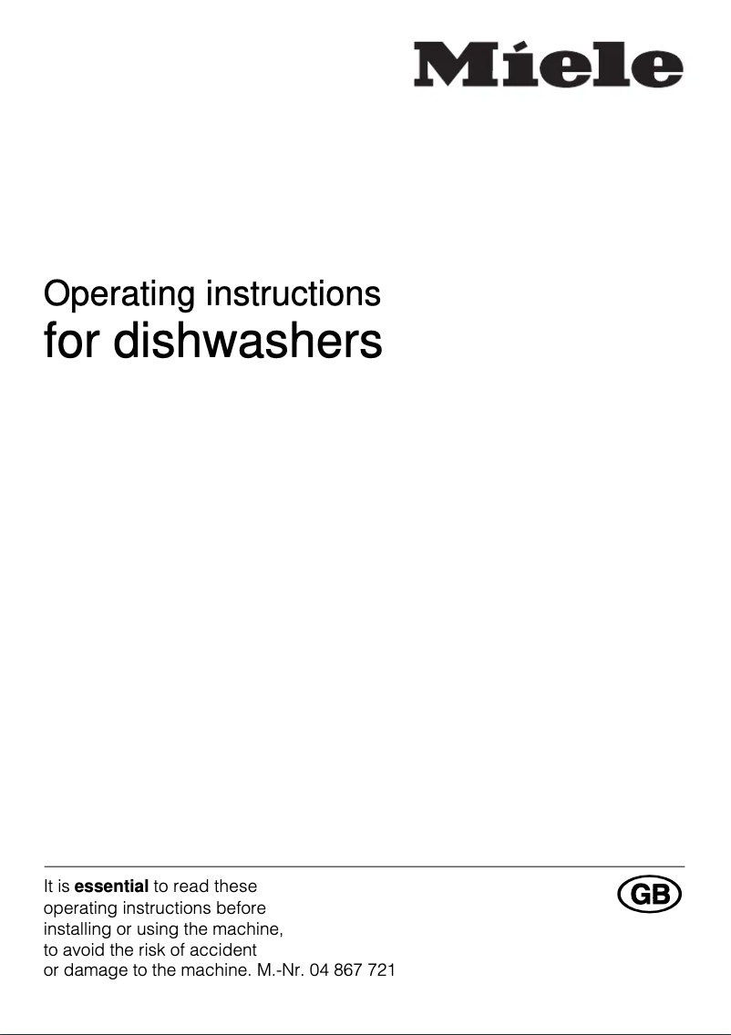 Page 1 de la notice Manuel utilisateur Miele G 673