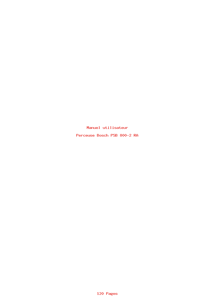 Page 1 de la notice Manuel utilisateur Bosch PSB 800-2 RA