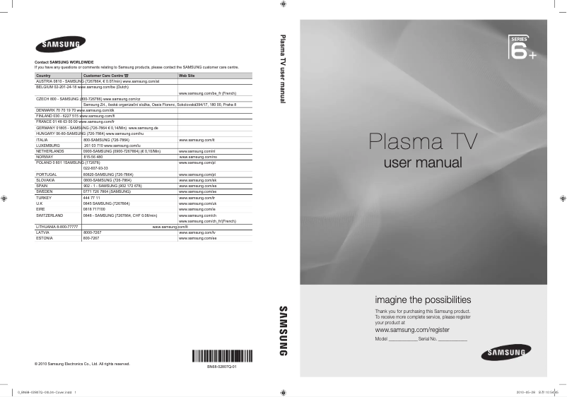 Página 1 del manual Manual de usuario Samsung PS50C6970