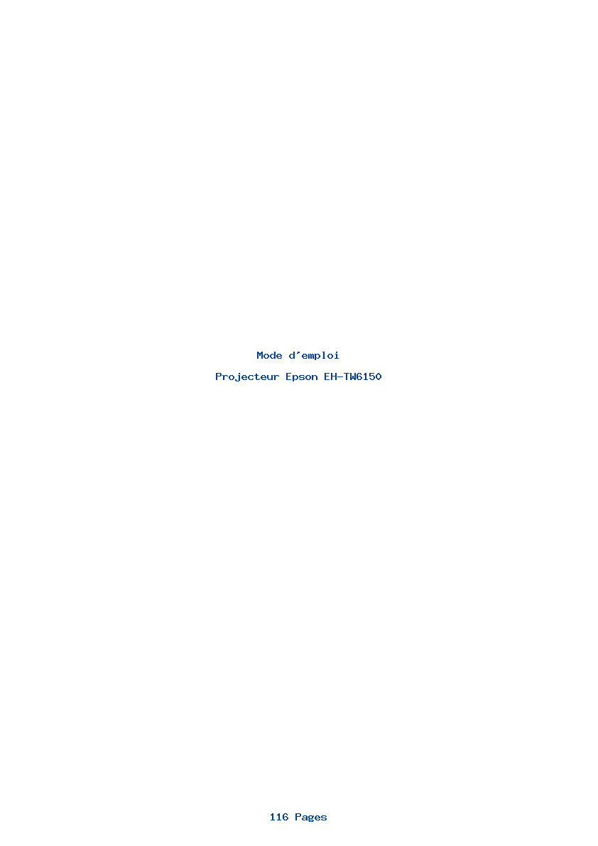 Page 1 de la notice Mode d'emploi Epson EH-TW6150