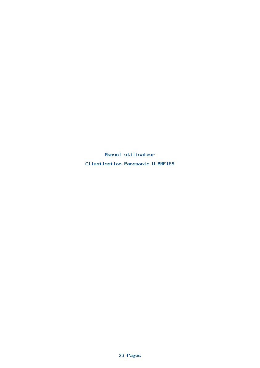 Page 1 de la notice Manuel utilisateur Panasonic U-8MF1E8