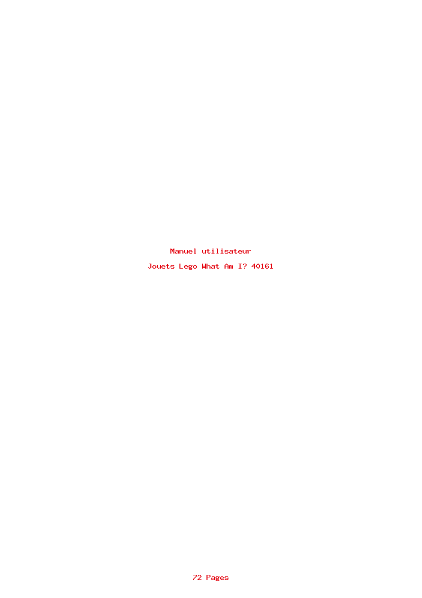 Page 1 de la notice Manuel utilisateur Lego What Am I? 40161