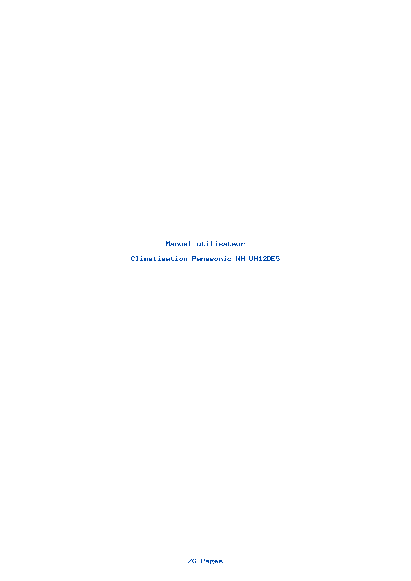 Page 1 de la notice Manuel utilisateur Panasonic WH-UH12DE5