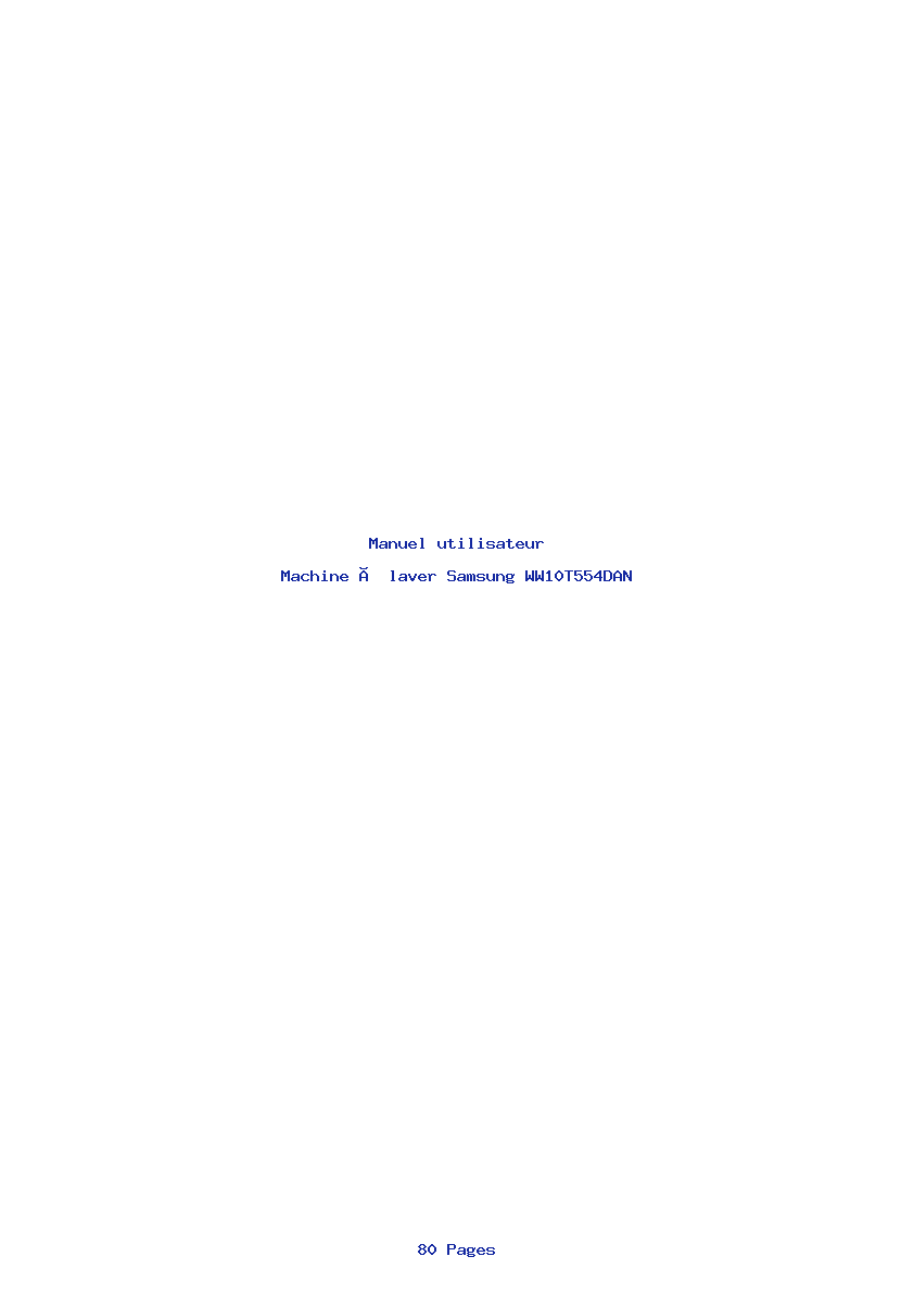 Page 1 de la notice Manuel utilisateur Samsung WW10T554DAN