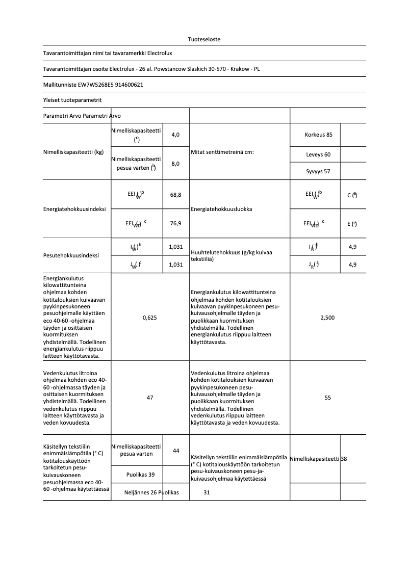 Page 1 de la notice Manuel utilisateur Electrolux EW7W5268E5