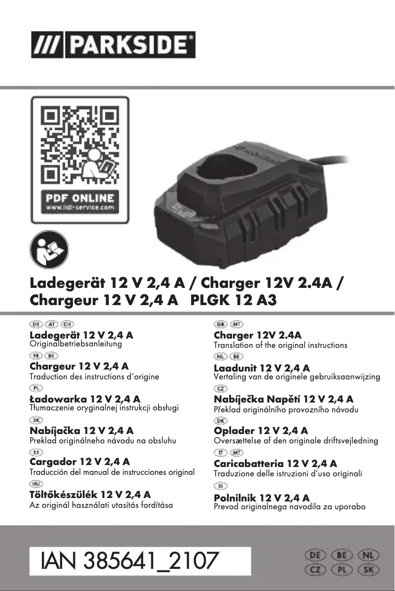 Page 1 de la notice Manuel utilisateur Parkside PLG 20 C3