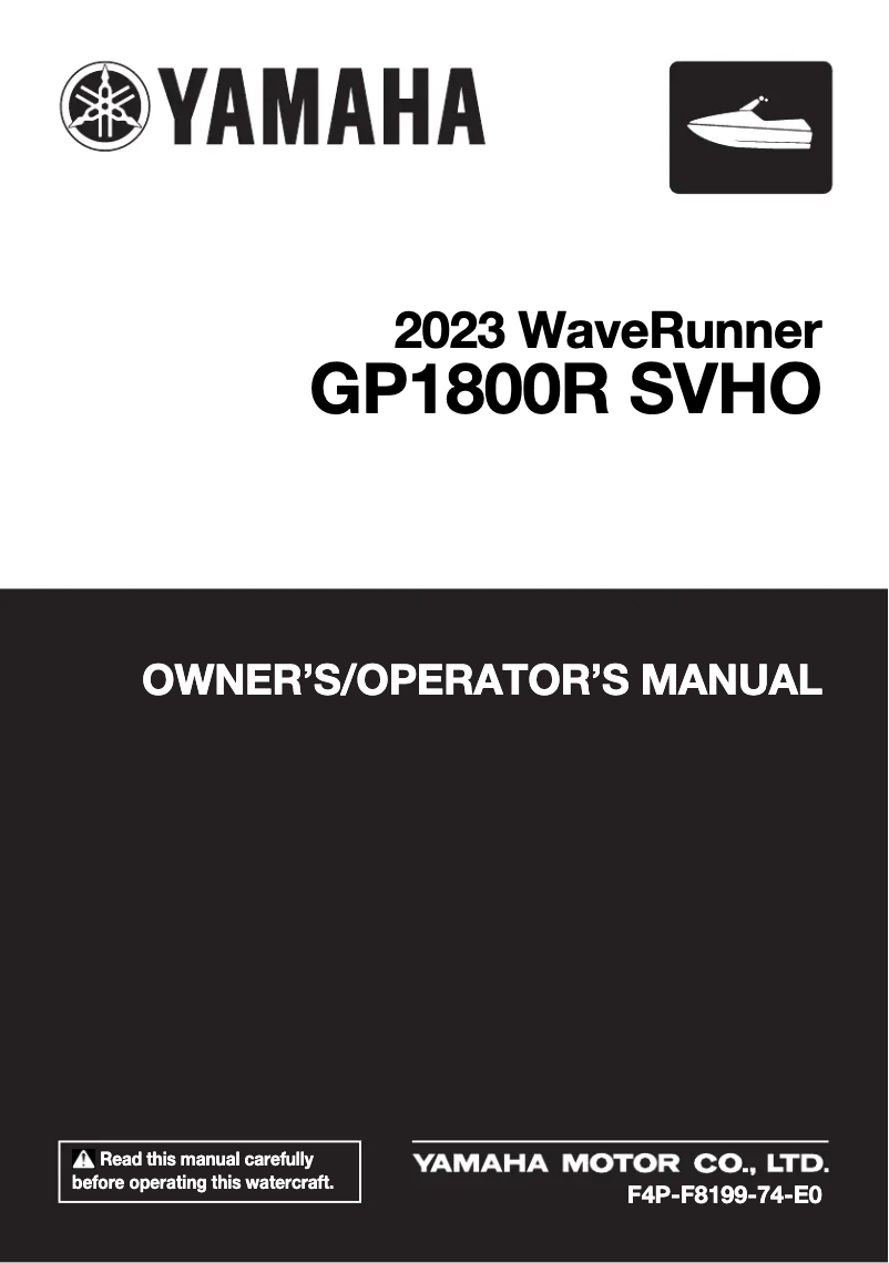 Page 1 de la notice Manuel utilisateur Yamaha WaveRunner GP1800R SVHO (2023)