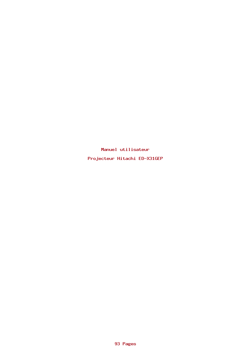 Page 1 de la notice Manuel utilisateur Hitachi ED-X31GEP