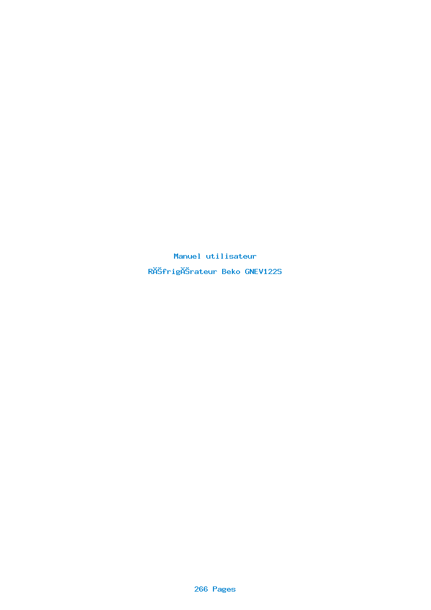 Page 1 de la notice Manuel utilisateur Beko GNEV122S