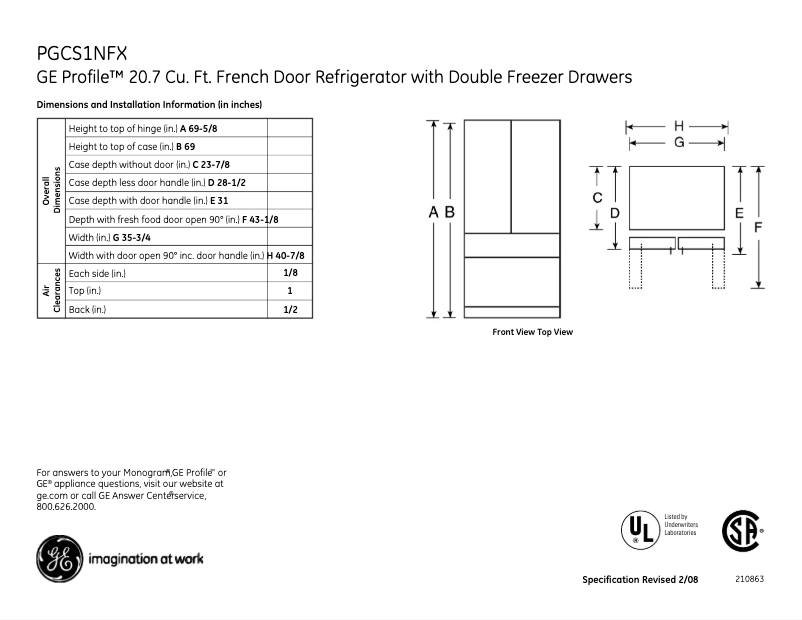 Image de la première page du manuel de l'appareil PGCS1NFXSS