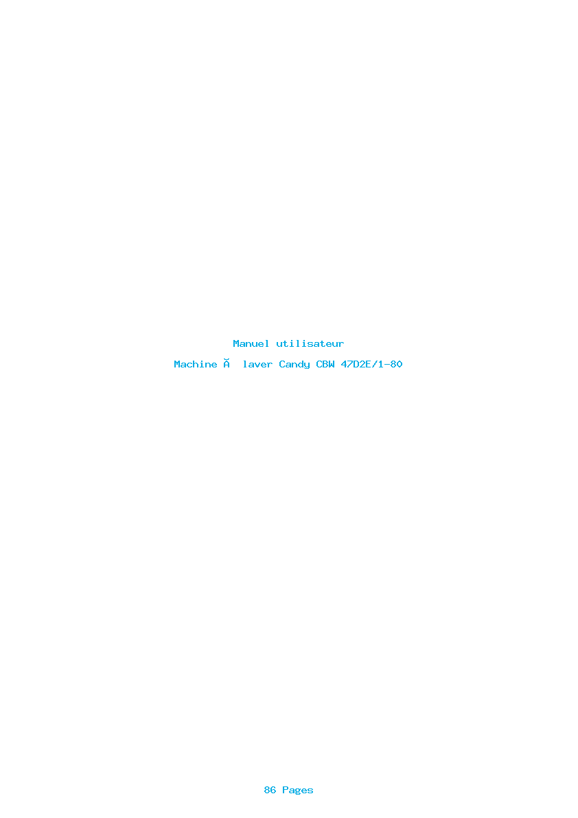 Page 1 de la notice Manuel utilisateur Candy CBW 47D2E/1-80