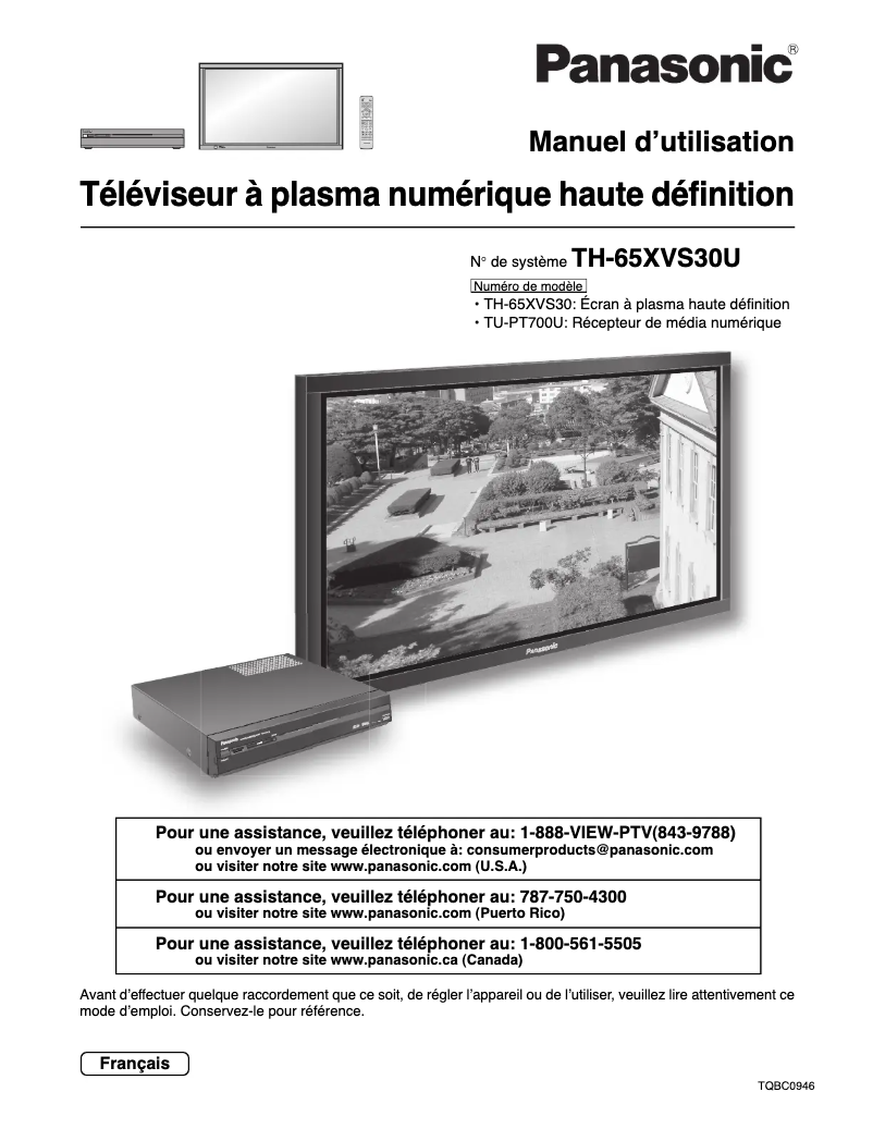 Page 1 of the manual User Manual Panasonic TH-65XVS30U