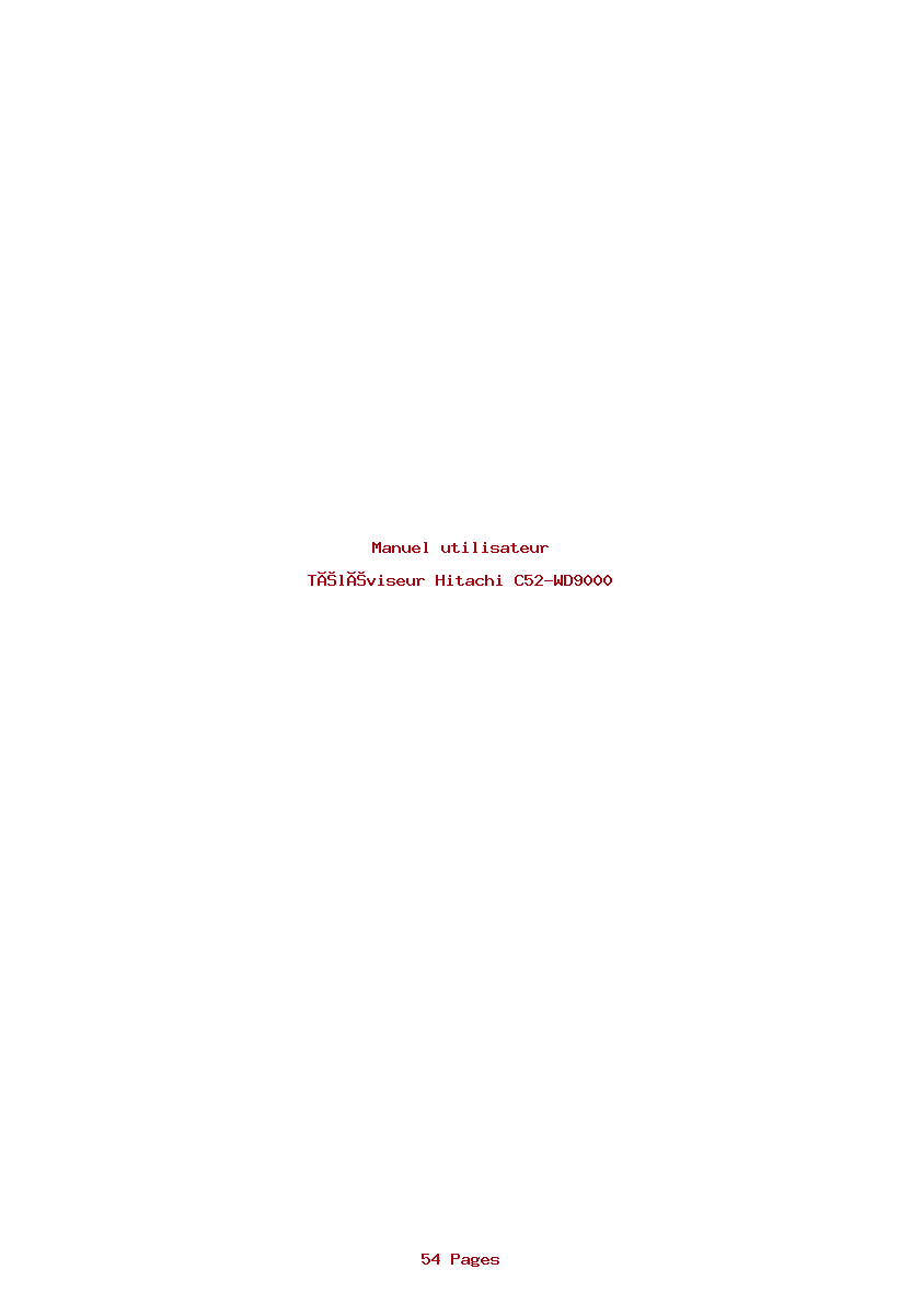 Page 1 de la notice Manuel utilisateur Hitachi C52-WD9000