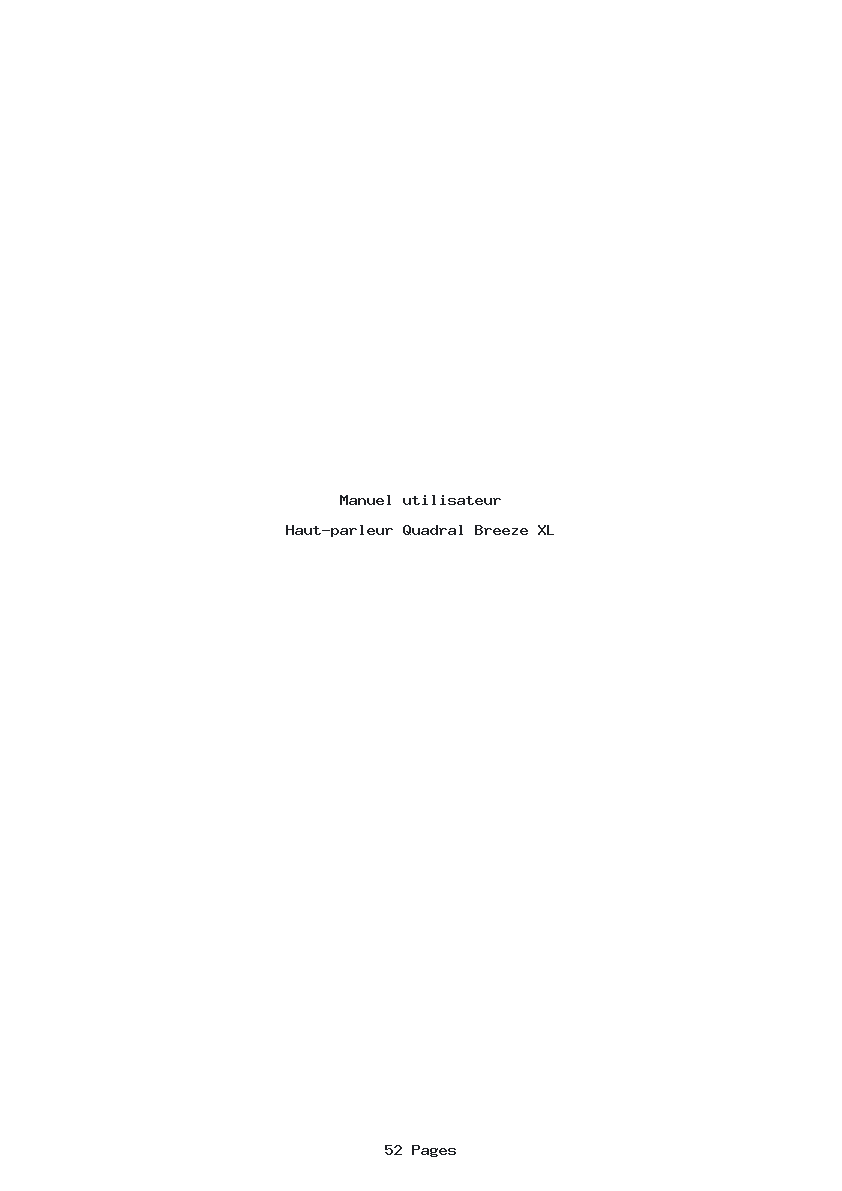Page 1 de la notice Manuel utilisateur Quadral Breeze XL