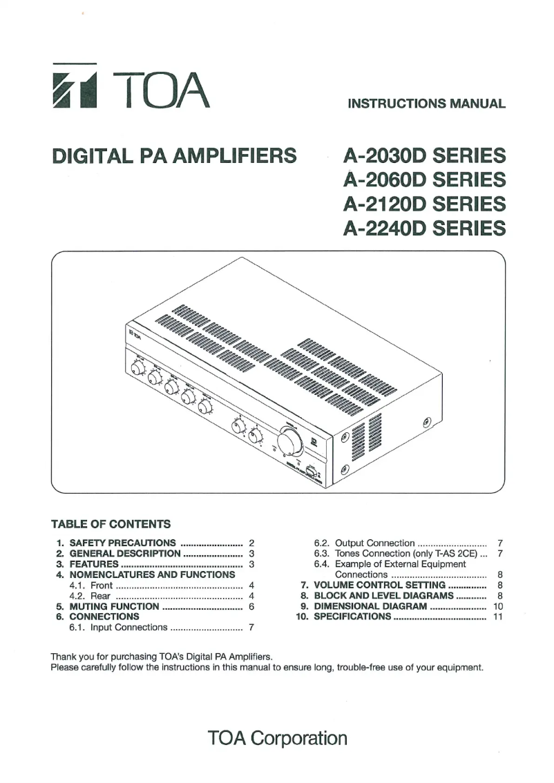 Página 1 del manual Manual de usuario TOA A-2240DD