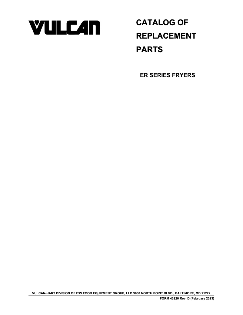 Page 1 de la notice Catalogue Vulcan ER85