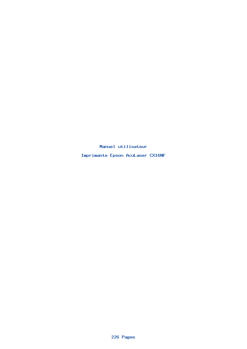 Page 1 de la notice Manuel utilisateur Epson AcuLaser CX16NF