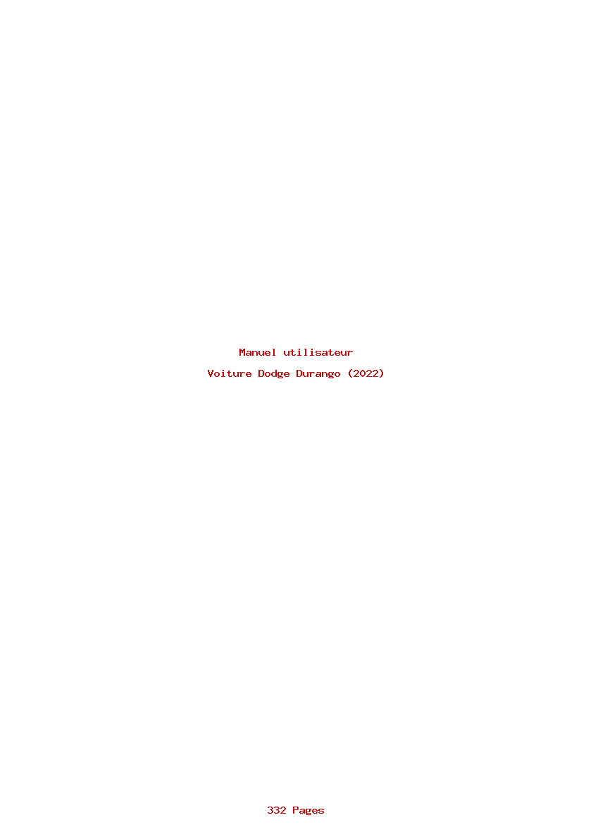 Page 1 de la notice Manuel utilisateur Dodge Durango (2022)