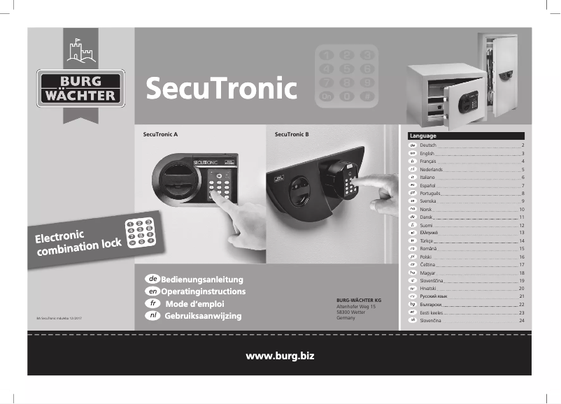 Página 1 del manual Manual de usuario Burgwachter Office 112 E