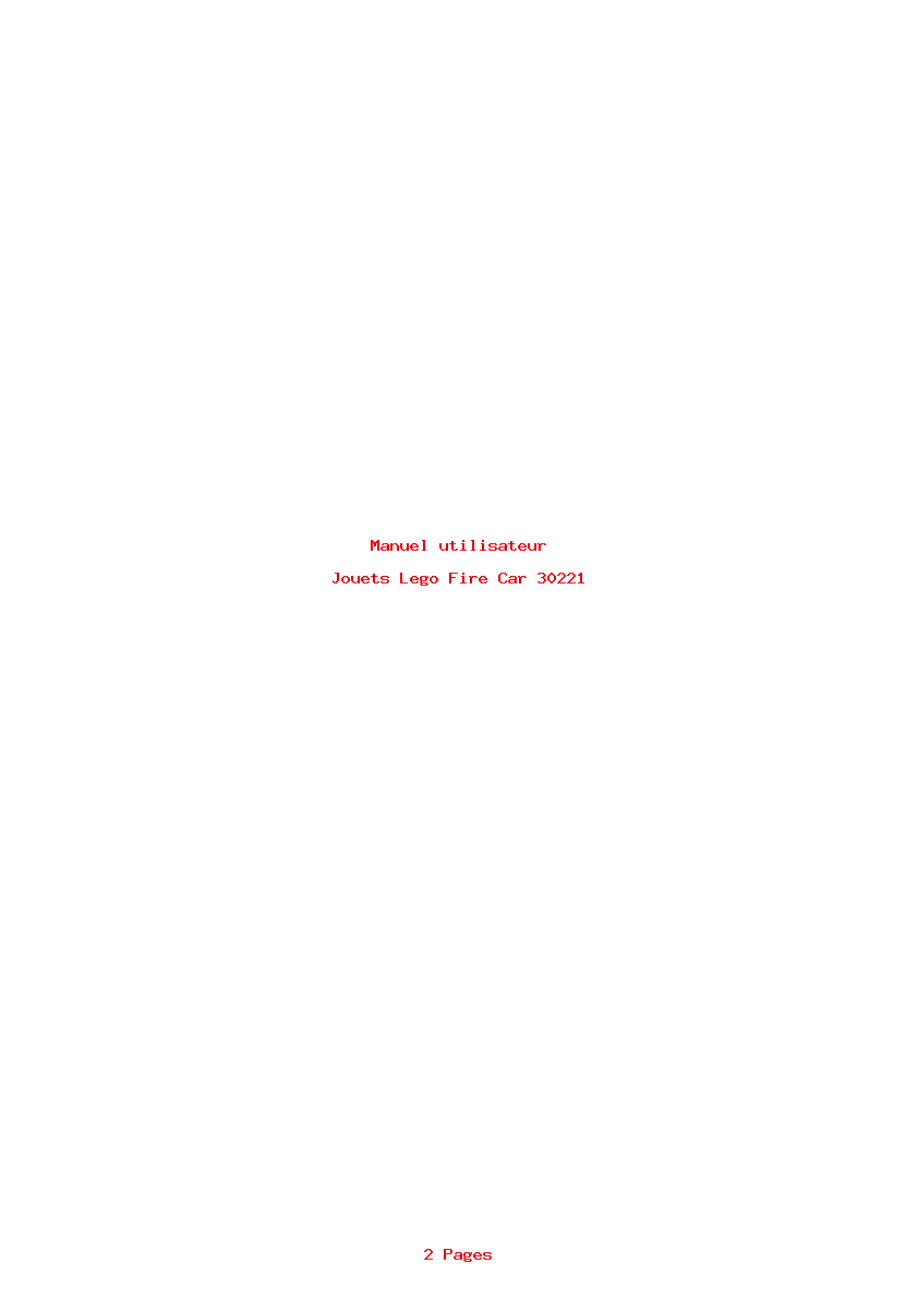 Page 1 de la notice Manuel utilisateur Lego Fire Car 30221