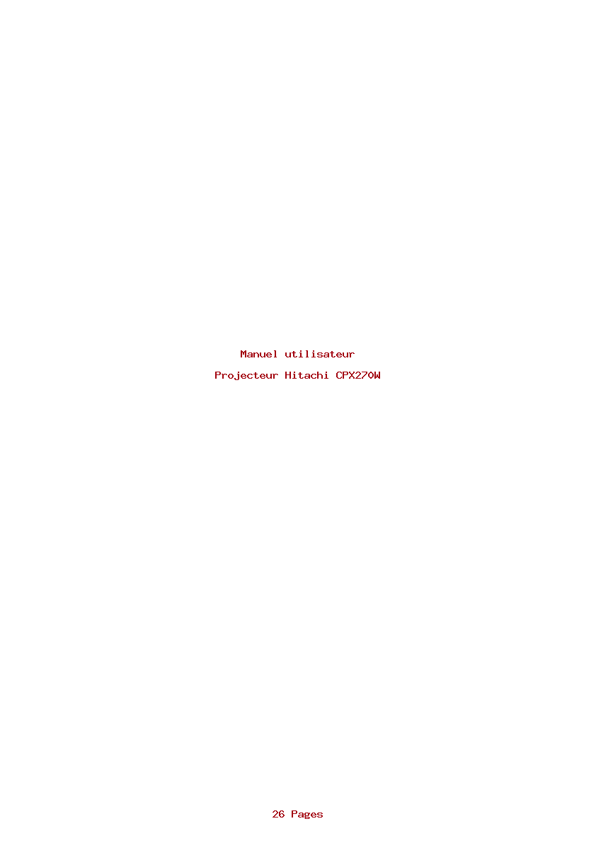 Page 1 de la notice Manuel utilisateur Hitachi CPX270W