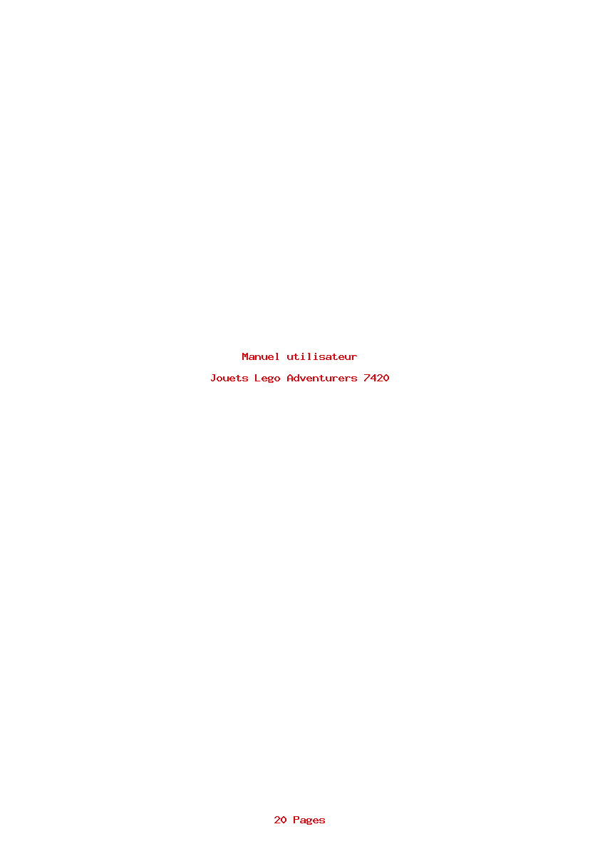 Page 1 de la notice Manuel utilisateur Lego Adventurers 7420