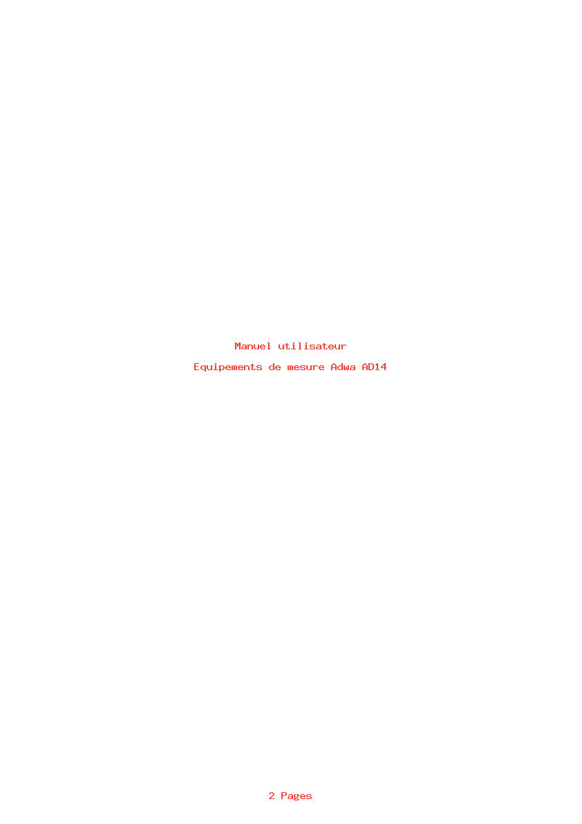 Page 1 de la notice Manuel utilisateur Adwa AD14
