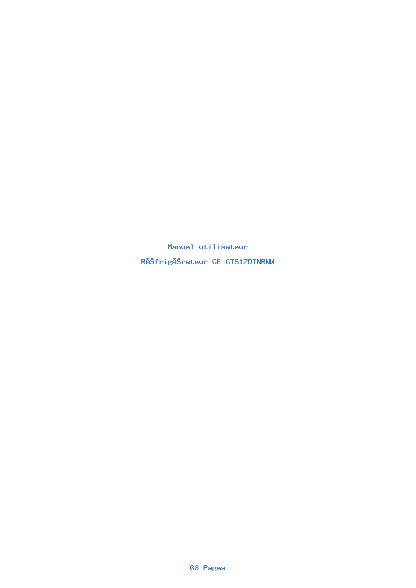 Page 1 de la notice Manuel utilisateur GE GTS17DTNRWW