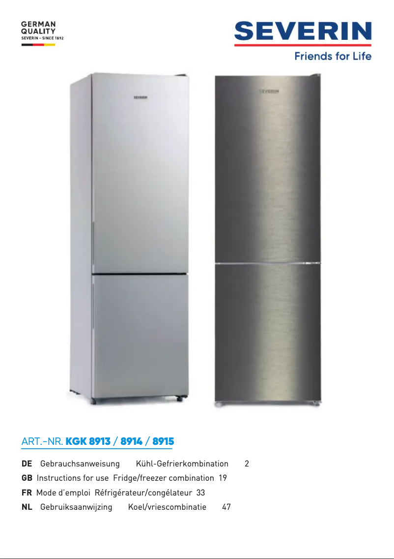 Page 1 de la notice Manuel utilisateur Severin KGK 8913
