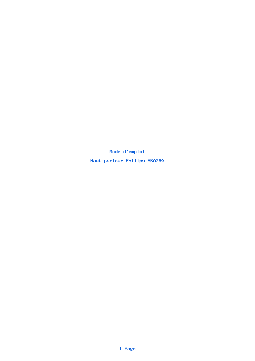Page 1 de la notice Mode d'emploi Philips SBA290