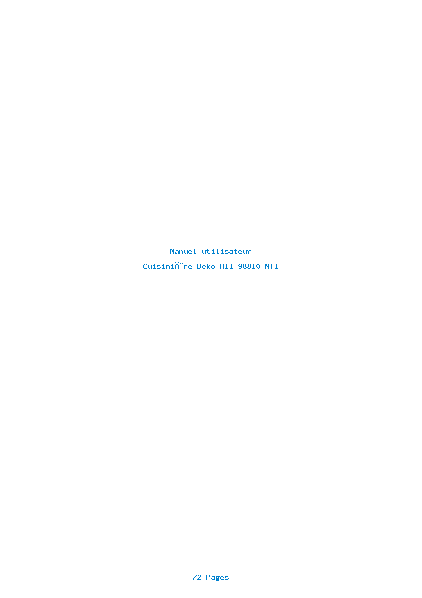 Page 1 de la notice Manuel utilisateur Beko HII 98810 NTI