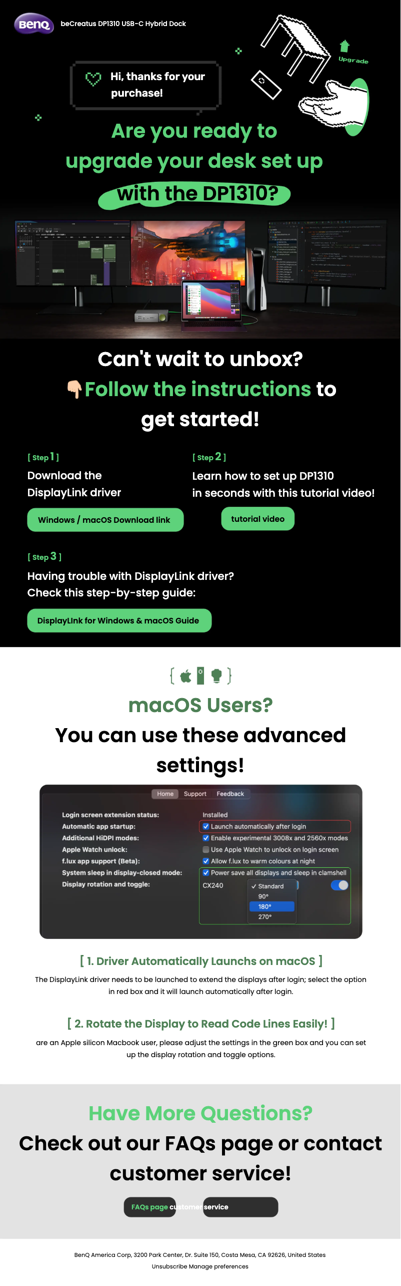 Page 1 de la notice Guide d'installation BenQ DP1310