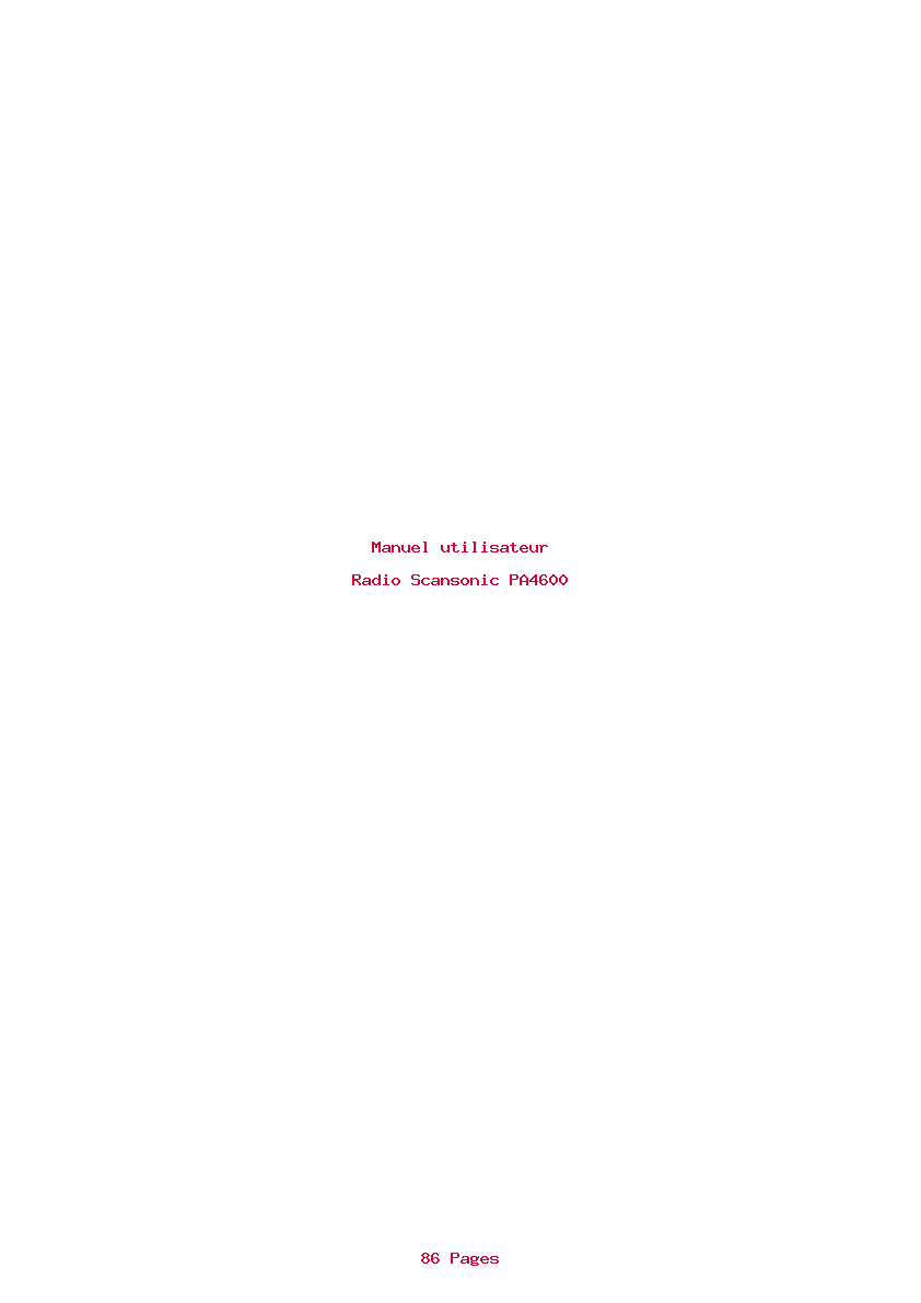 Page 1 de la notice Manuel utilisateur Scansonic PA4600