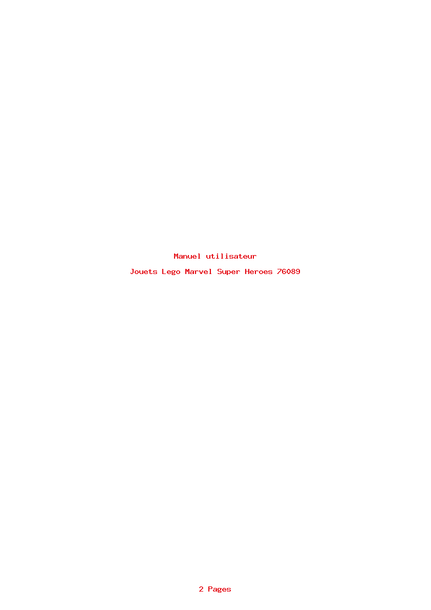 Page 1 de la notice Manuel utilisateur Lego Marvel Super Heroes 76089