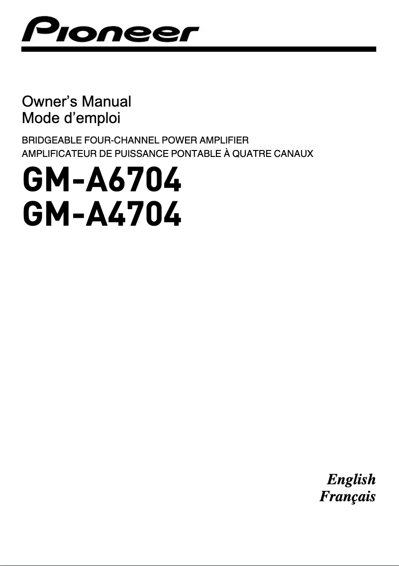 Page 1 de la notice Manuel utilisateur Pioneer GM-A4704