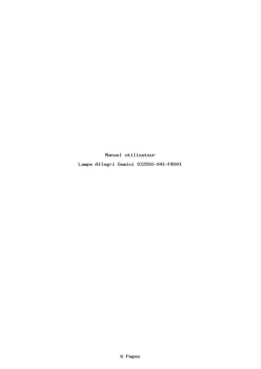 Page 1 de la notice Manuel utilisateur Allegri Gemini 032550-041-FR001