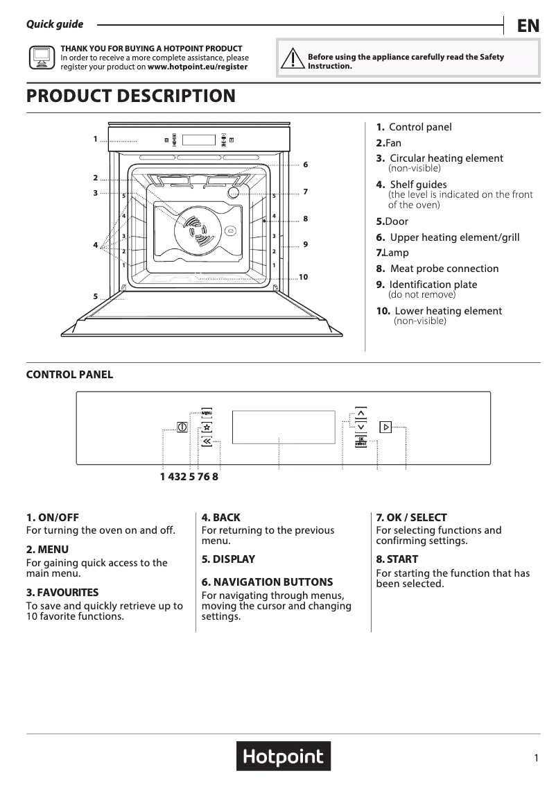 Página 1 del manual Manual de usuario Hotpoint SI9 891 SP IX