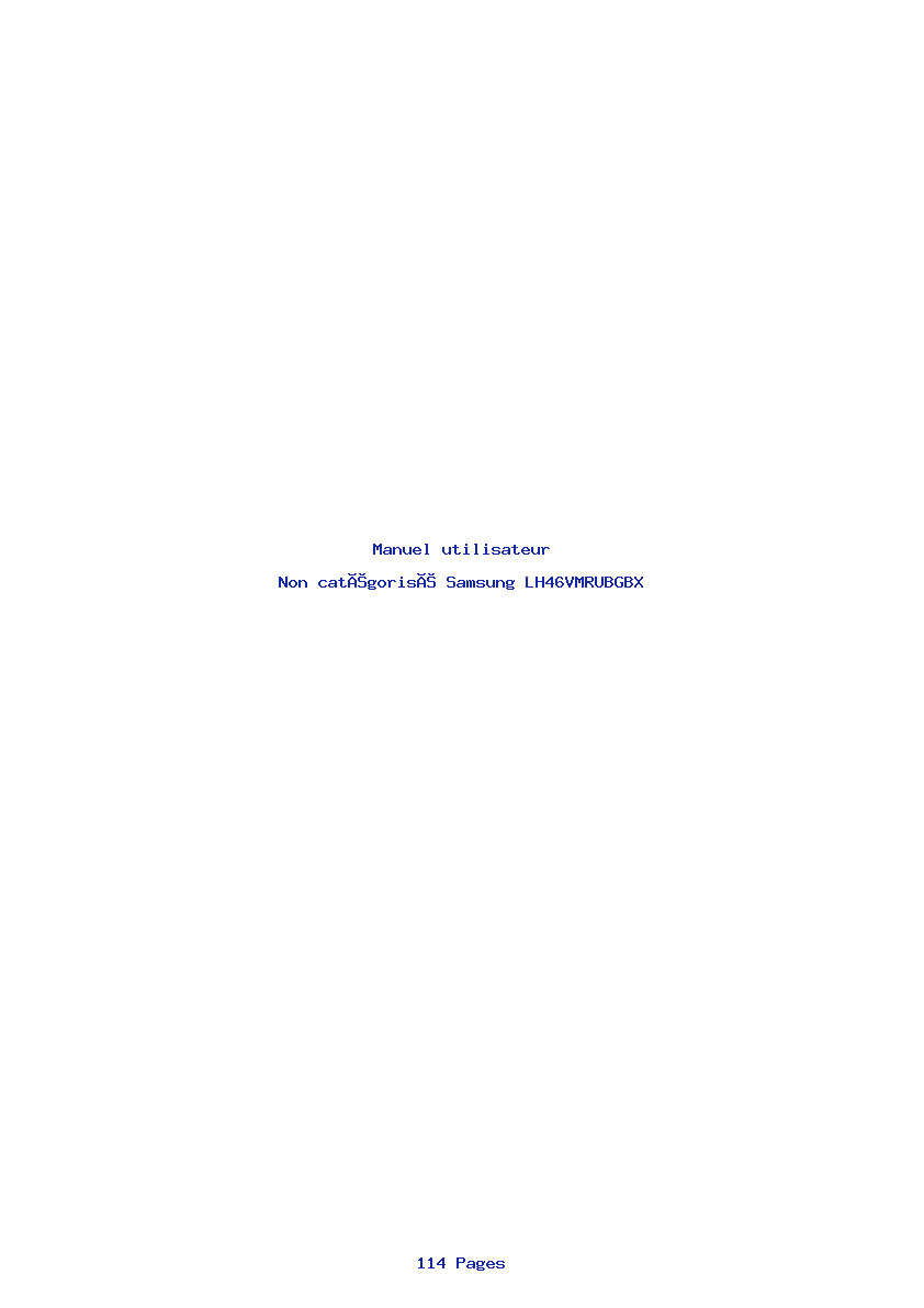 Page 1 de la notice Manuel utilisateur Samsung LH46VMRUBGBX