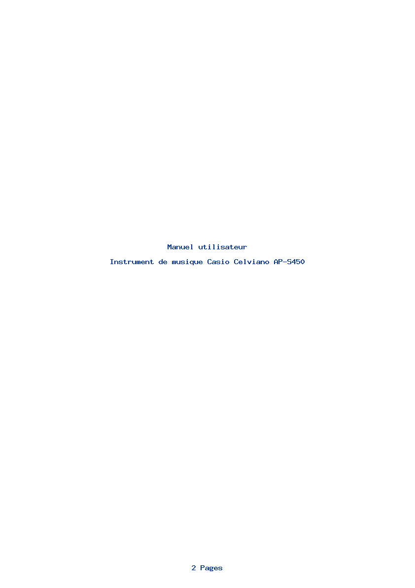 Page 1 de la notice Manuel utilisateur Casio Celviano AP-S450