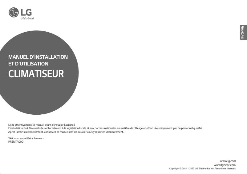 Page 1 de la notice Manuel utilisateur LG PREMTA000