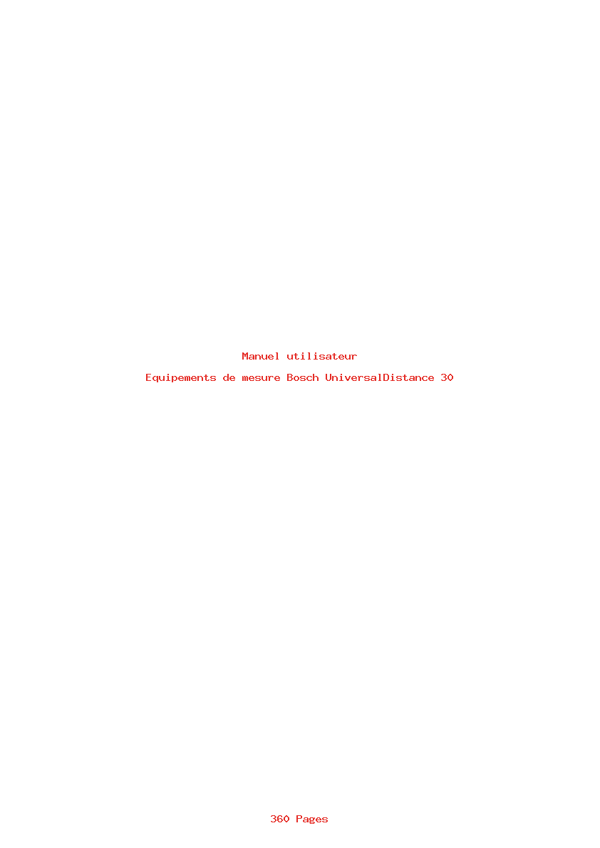 Page 1 de la notice Manuel utilisateur Bosch UniversalDistance 30