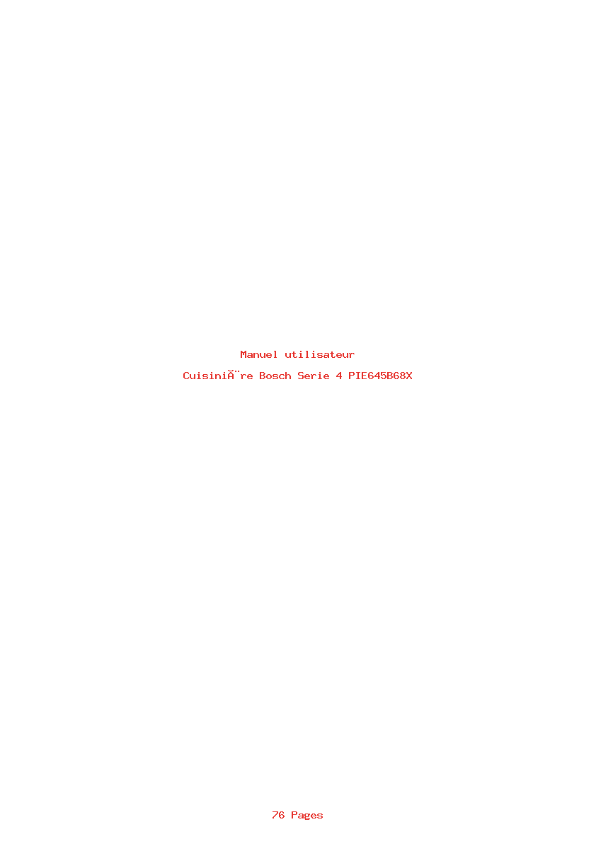 Page 1 de la notice Manuel utilisateur Bosch Serie 4 PIE645B68X