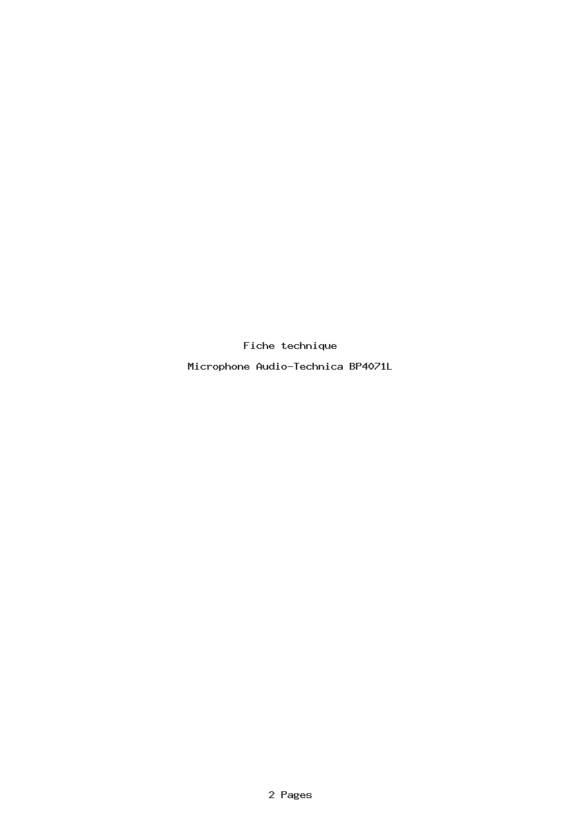 Page 1 de la notice Fiche technique Audio-Technica BP4071L