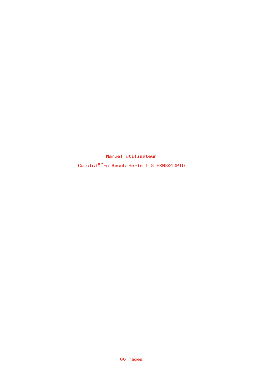 Page 1 de la notice Manuel utilisateur Bosch Serie | 8 PKM801DP1D