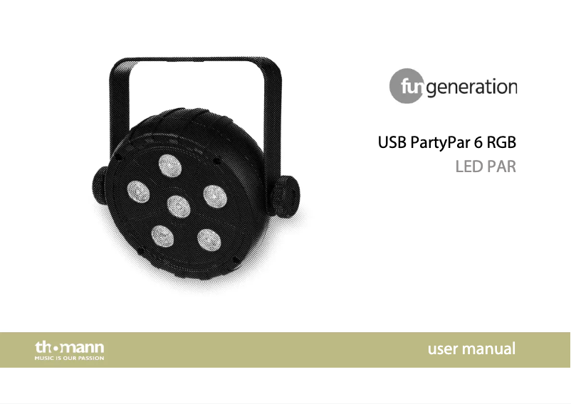 Page 1 de la notice Manuel utilisateur Fun Generation USB PartyPar 6
