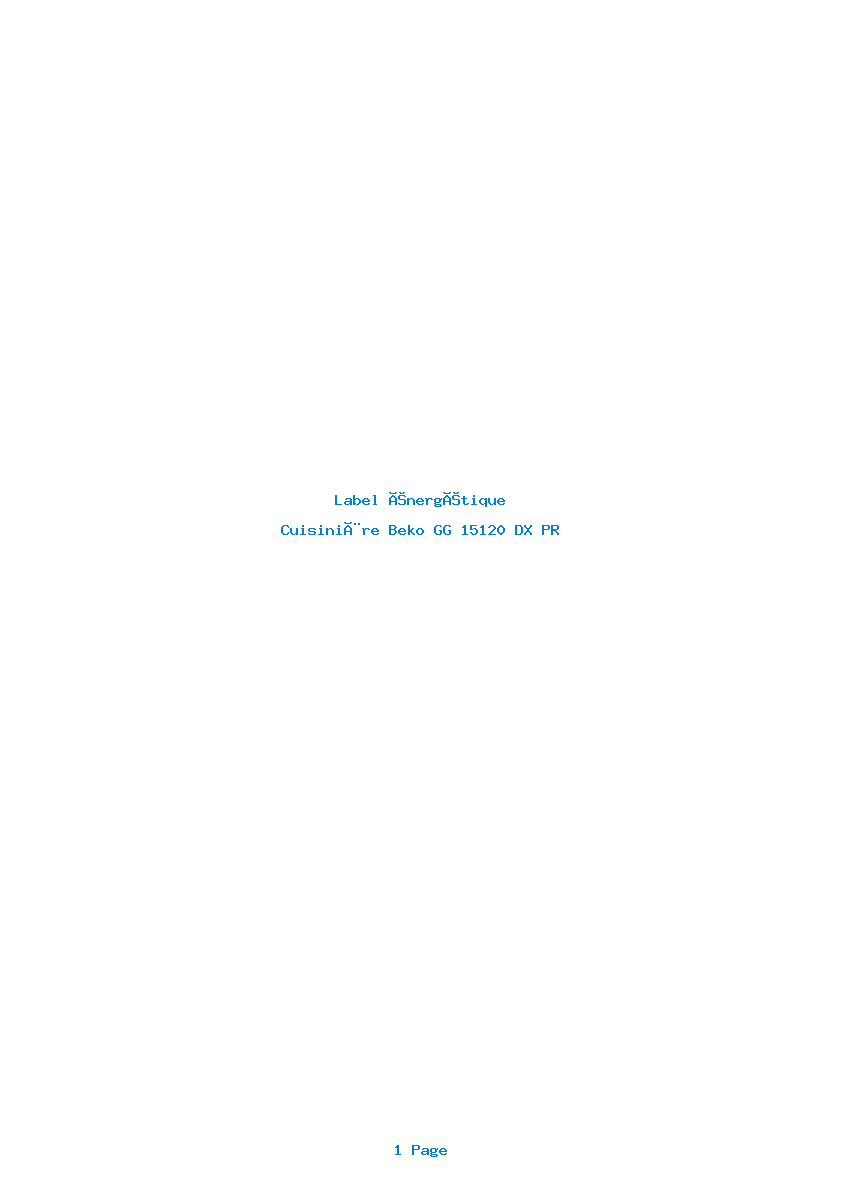 Page 1 de la notice Label énergétique Beko GG 15120 DX PR