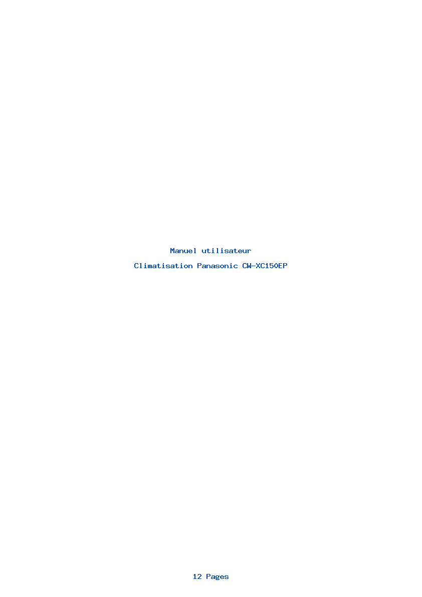 Page 1 de la notice Manuel utilisateur Panasonic CW-XC150EP