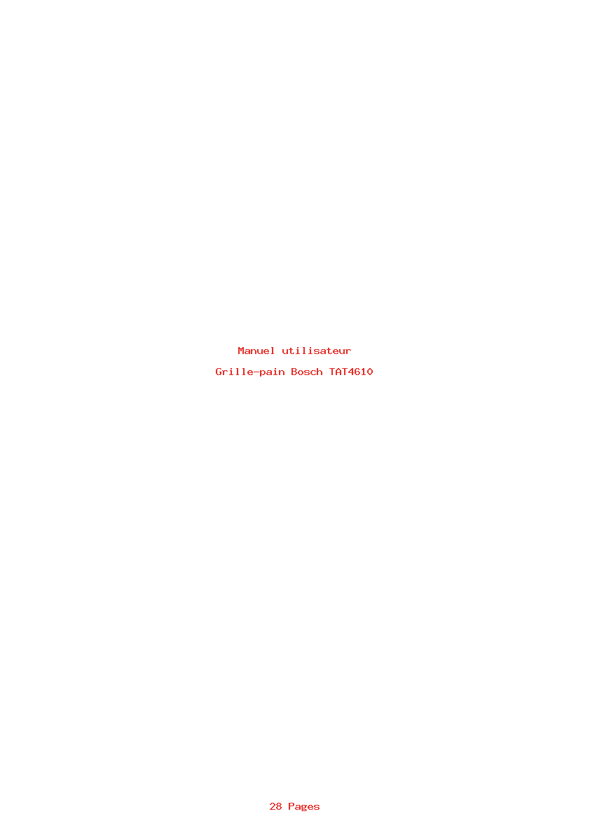 Page 1 de la notice Manuel utilisateur Bosch TAT4610