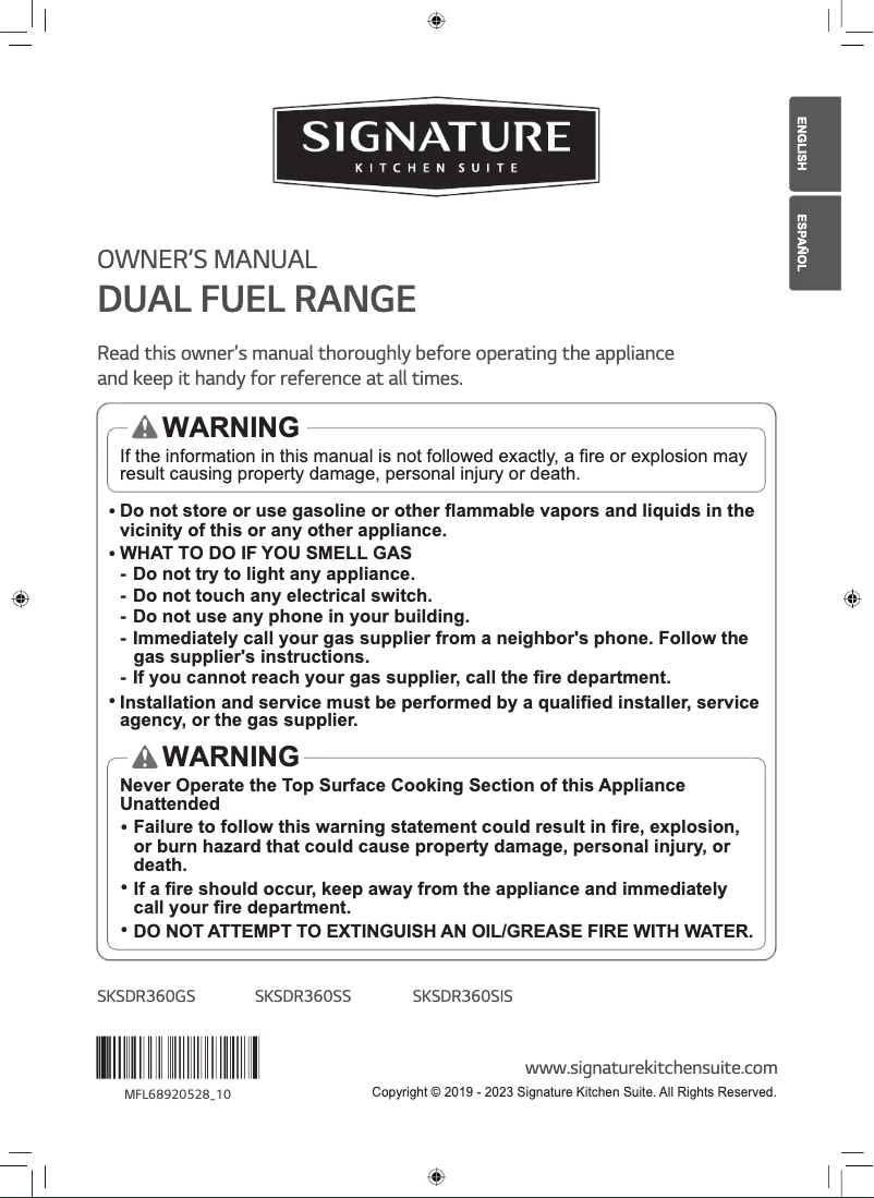Page 1 de la notice Manuel utilisateur Signature SKSDR360GS