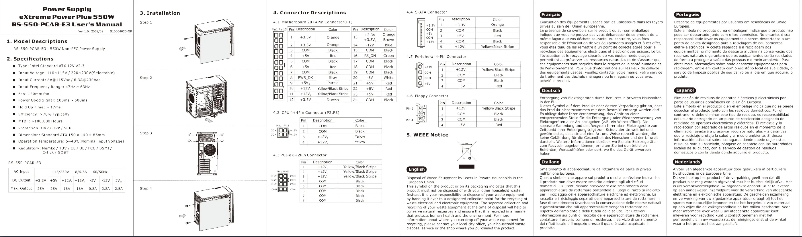 Page 1 de la notice Manuel utilisateur Cooler Master eXtreme Power Plus 550W
